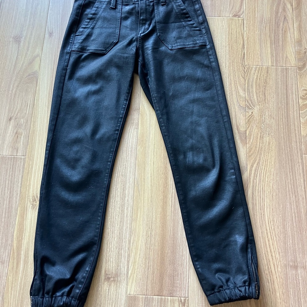 PAIGE Mayslie Black Fog Luxe  Coated Jogger Jean. Size 24.